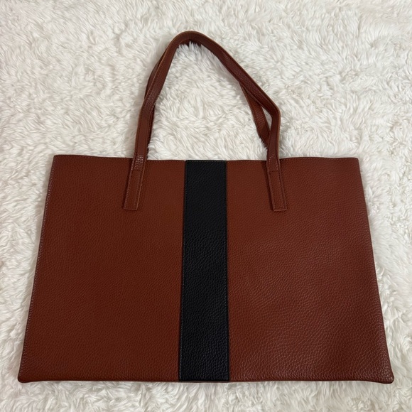Vince Camuto Stylish Brown Tote with a Black Stripe - Picture 1 of 6